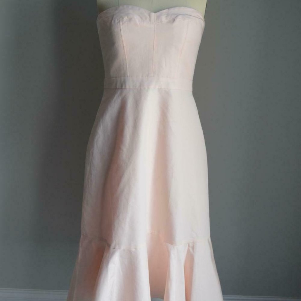 $168 Tall Strapless Ruffle-Hem Dress Faille G4601